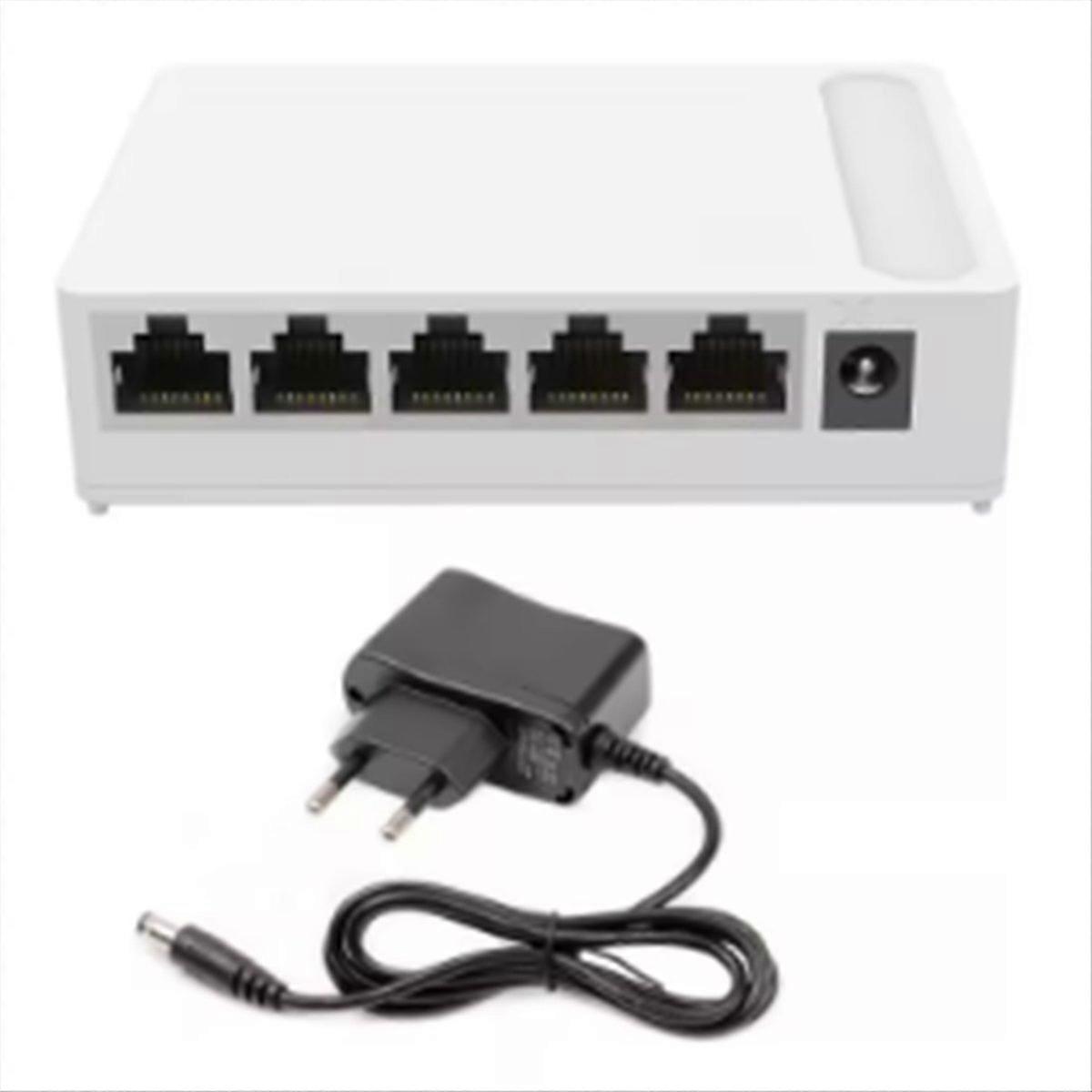 5-port-gigabit-switch (10/100/1000m), Heimnetzwerk-hub Mit Netzkabel, Ethernet-splitter Fürs Büro, Europäischer Stecker