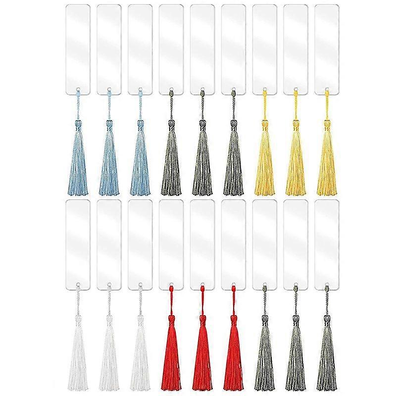 Set Mit 30 Durchsichtigen Acryl-lesezeichen Und 30 Mehrfarbigen Quasten.