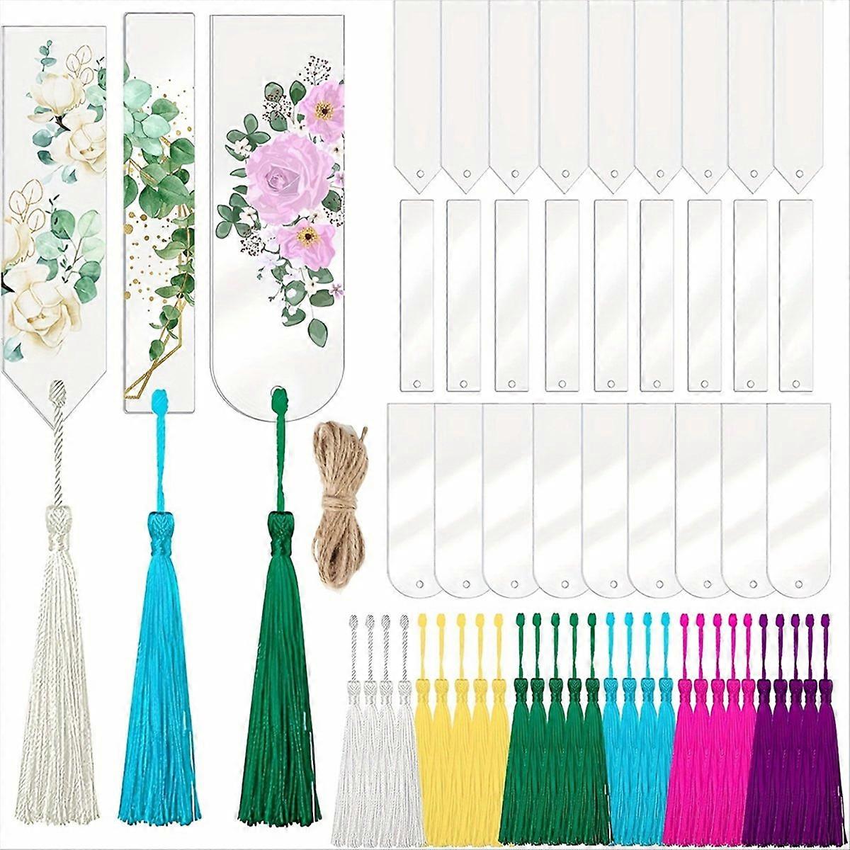 Set Mit 30 Leeren, Transparenten Acryl-lesezeichen Mit Quasten, Für Bastelarbeiten, Geschenkanhänger Und Preisschilder.