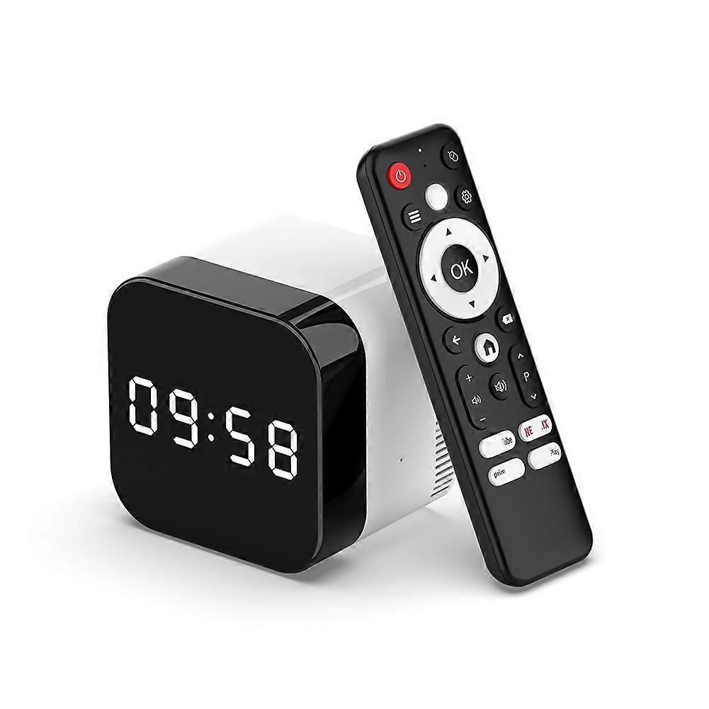 H96 Tv-box Mit Uhr, Android 14-dekodierung, 8k-kompatibel, Wi-fi 6, Multimedia-empfänger, Bluetooth 5.0 Und Sprachfernbedienung (us-stecker).