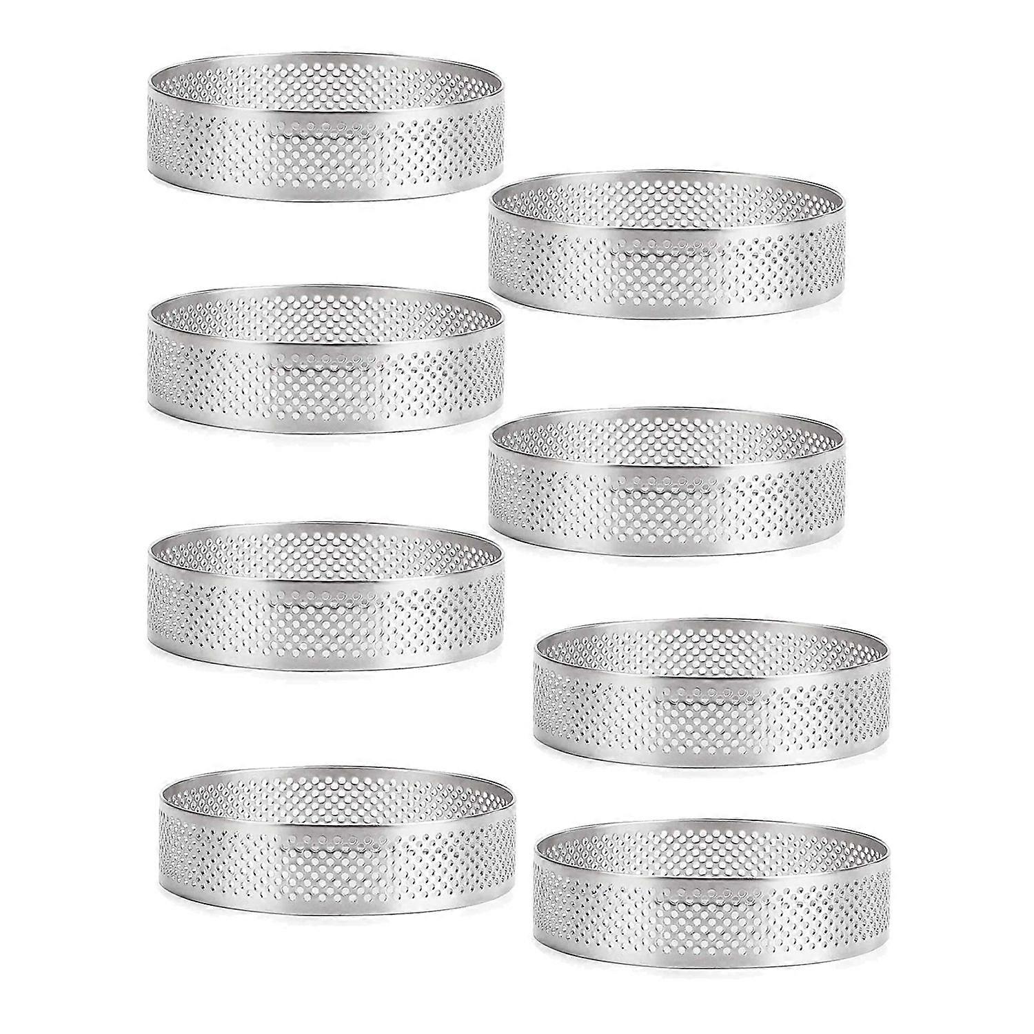 Set Mit 8 Edelstahl-tarteletteringen, Hitzebeständigen, Perforierten Mousseringen, Runden Kuchenformen, Backutensilien