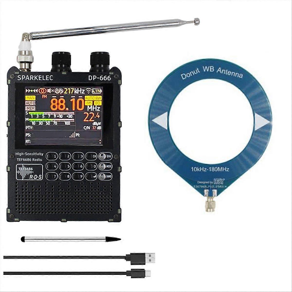 Tef6686 Vollbandradio, Hohe Empfindlichkeit, Fm, Am, Lw, Mw, Sw, Kurzwelle, 2,8-zoll-ips-touchscreen Mit Antenne.