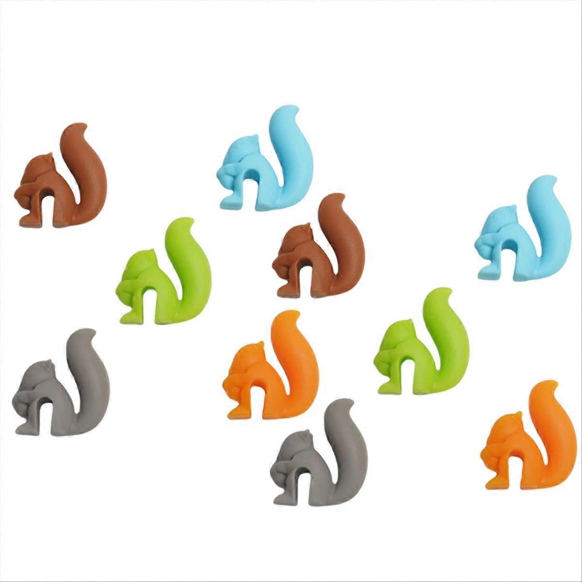 Set Mit 10 Eichhörnchenförmigen Silikon-becherhaltern, Teebeutelhaltern, Tassenclips, Teetassendekorationen