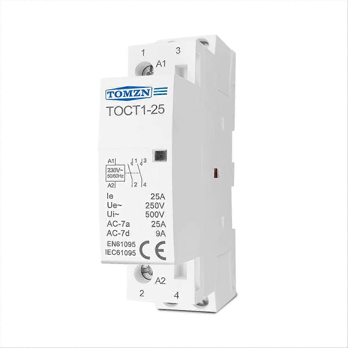 Toct1-25 2p 25a 220v/230v 50/60hz Modulares Ac-haushaltsschütz Auf Din-schiene 2no