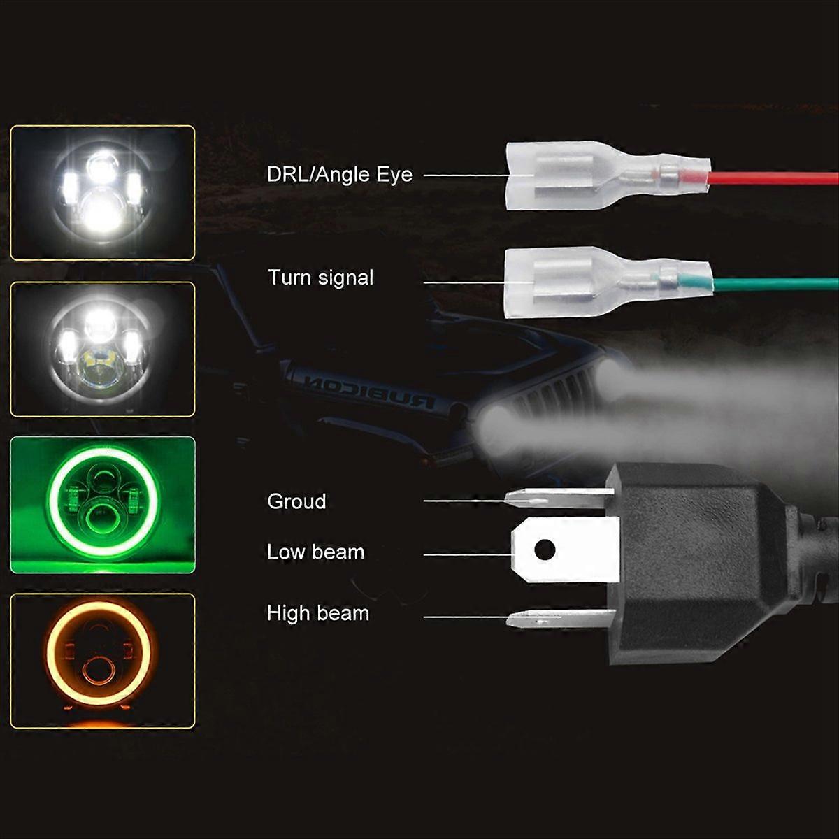 7-zoll-led-scheinwerfer Mit Fern-/abblendlicht Und Grüner Beleuchtung