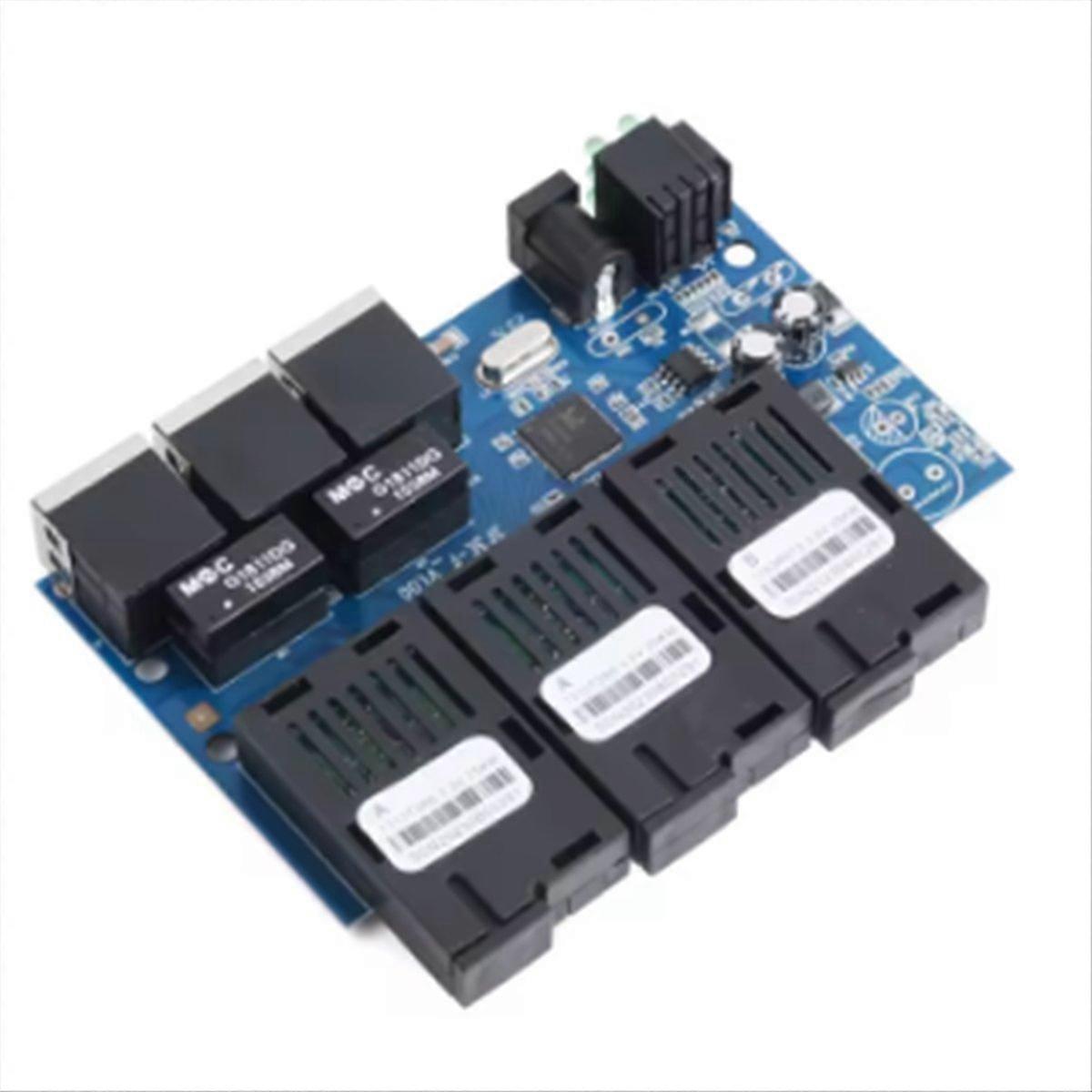 100m Pcba-platine, Glasfaser-medienkonverter, 3 Rj45-anschlüsse Auf 3 Sc-anschlüsse, 20 Km Ethernet-switch, 1310 Nm/1550 Nm, 2 A-ports + 1 B-port