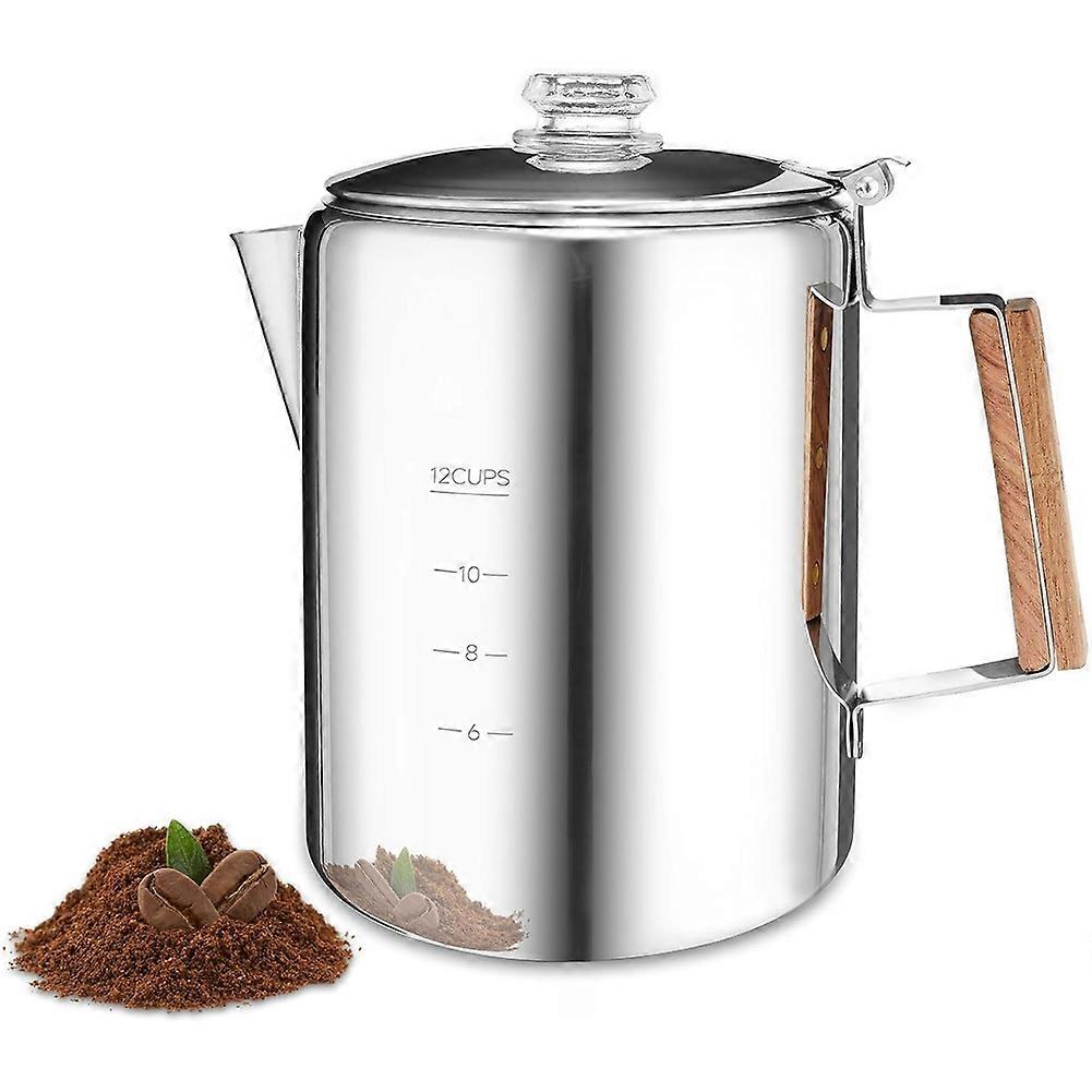 Kaffeemaschine Mit Perkolationsfunktion Für Den Herd, Camping-kaffeemaschine, Kaffeemaschine Aus Edelstahl, 12 Tassen, Ideal Für Camping, Outdoor-aktivitäten Und Zuhause.