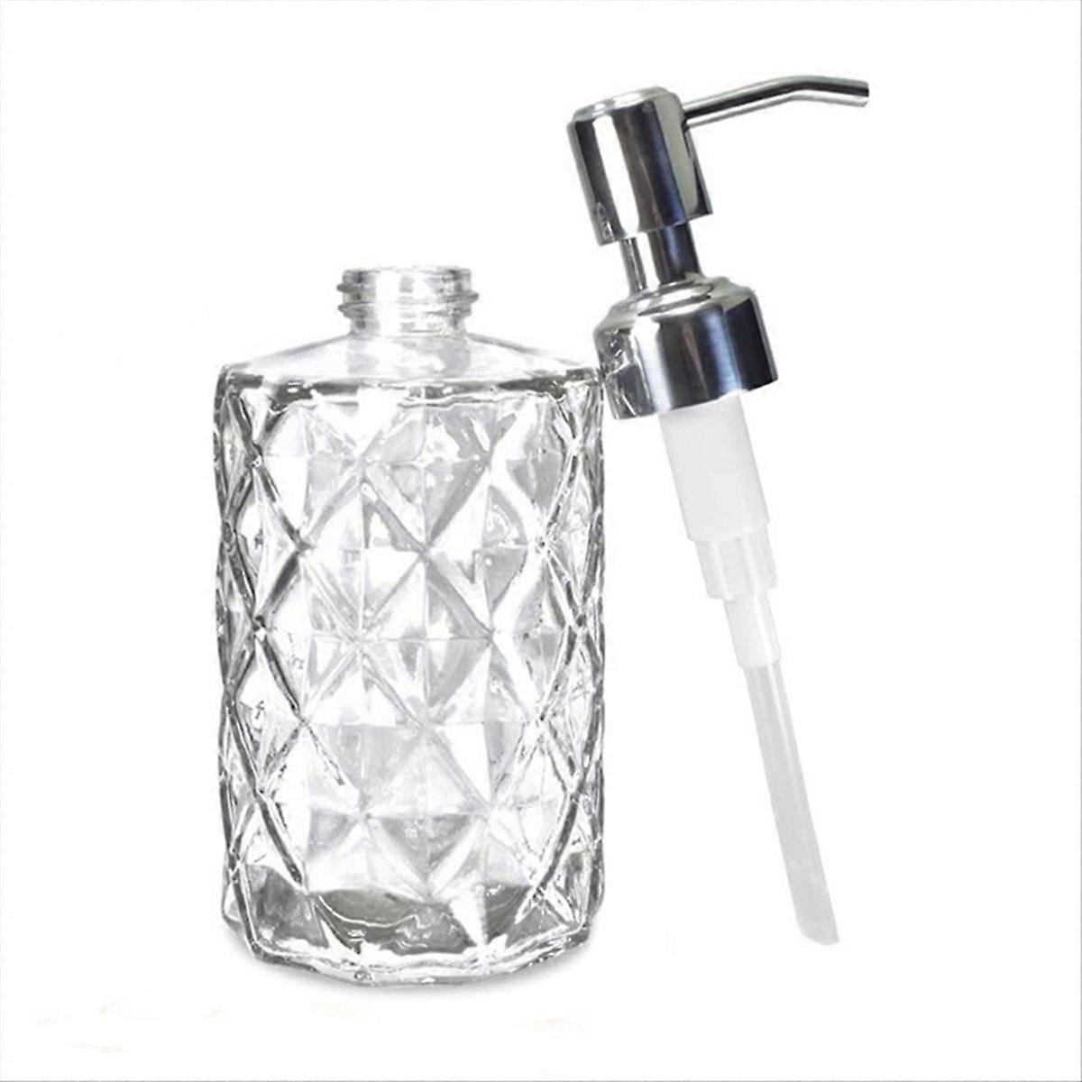 Seifenspender Aus Geprägtem Glas Mit Rautenmuster Und Pumpe Aus Edelstahl 304