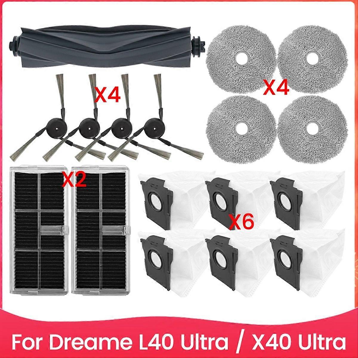 Ersatzteile Für Die Staubsauger X40 Ultra/l40 Ultra/x40 Pro: Hauptseitenbürste, Hepa-filter, Reinigungstuch Und Staubbeutel.