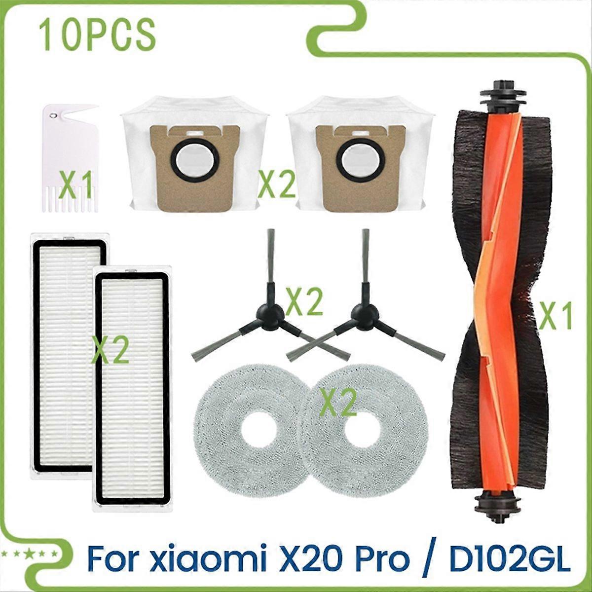 Ersatzteile Für Den Saugroboter X20 Pro / D102gl: Hauptseitenbürste, Hepa-filter, Reinigungstuch, Staubbeutel.