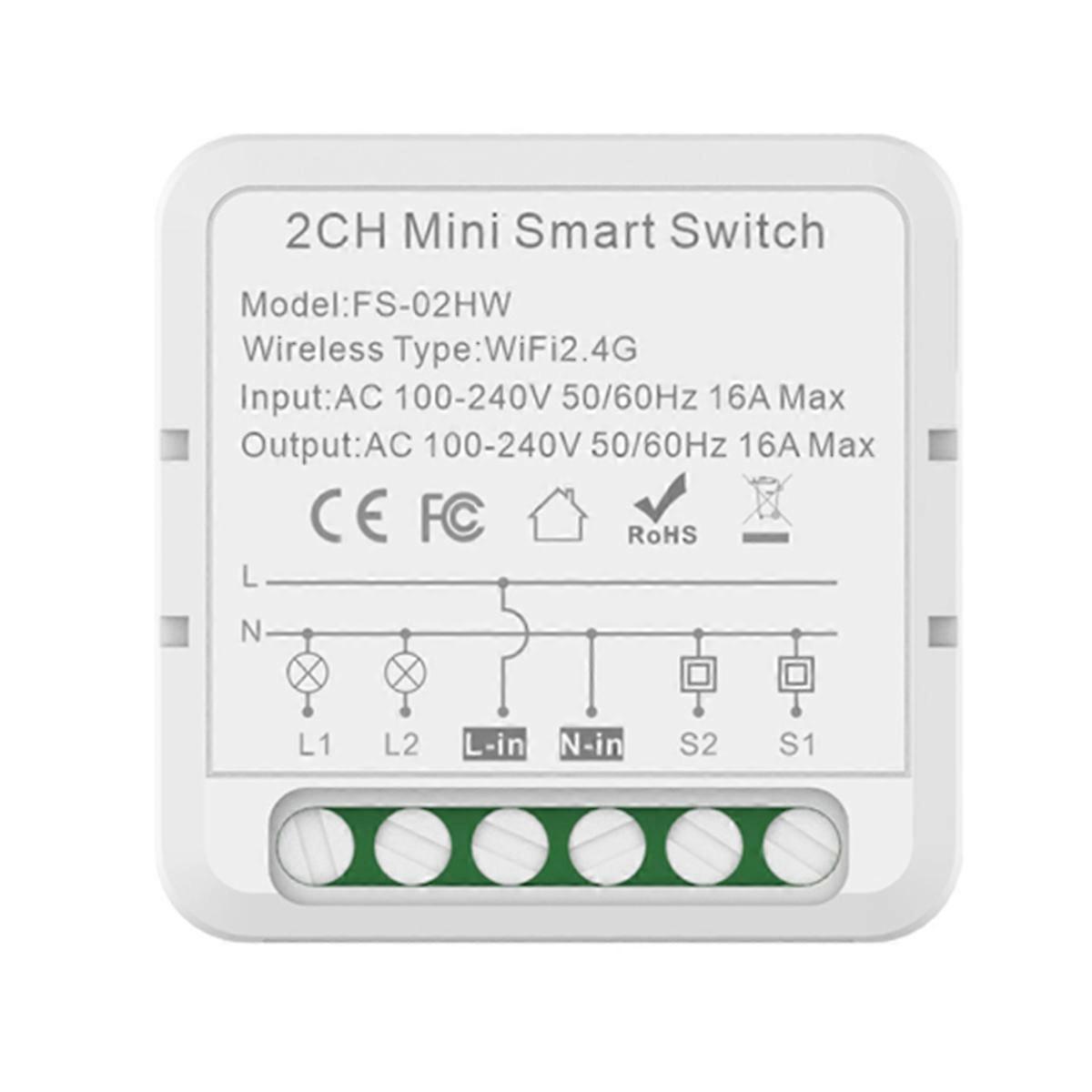 Tuya Smart Wifi Smart-schalter Für Vernetzte Haushalte, 2-wege-leistungsschalter, Kompatibel Mit Sprachsteuerung.