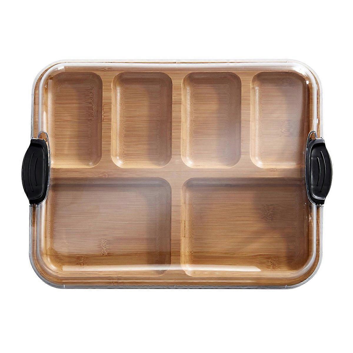 Schneidebrett Aus Bambus Mit Deckel Und Schwarzen Griffen, 28 X 35,5 Cm (11 X 14 Zoll) - Ideal Für Wurstwaren, Snacks Und Vieles Mehr.