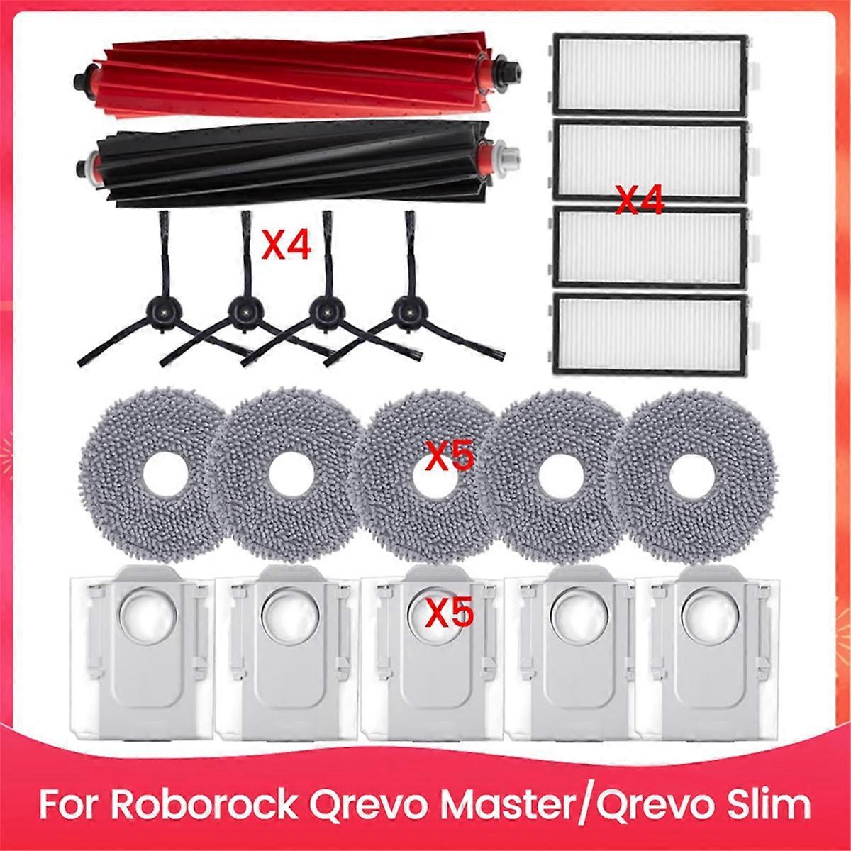 Zubehörset Für Den Qrevo Master/qrevo Slim Saugroboter: Hauptseitenbürste, Hepa-filter, Reinigungstücher, Staubbeutel.