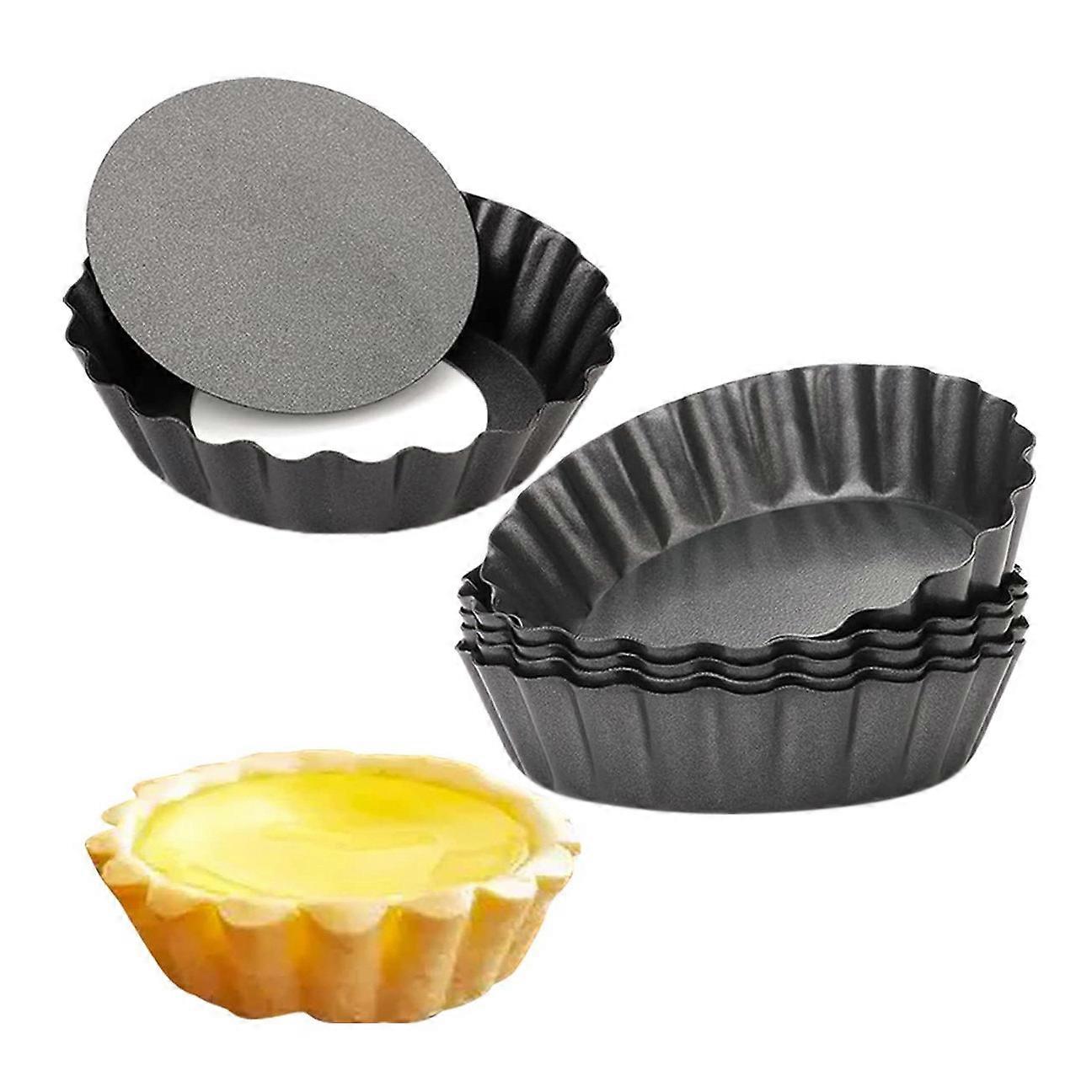 Set Mit 6 Eierkuchenformen, 7,5 Cm Mini-törtchenformen Mit Herausnehmbarem Boden, Cupcake-, Kuchen- Und Muffinformen, Backutensilien