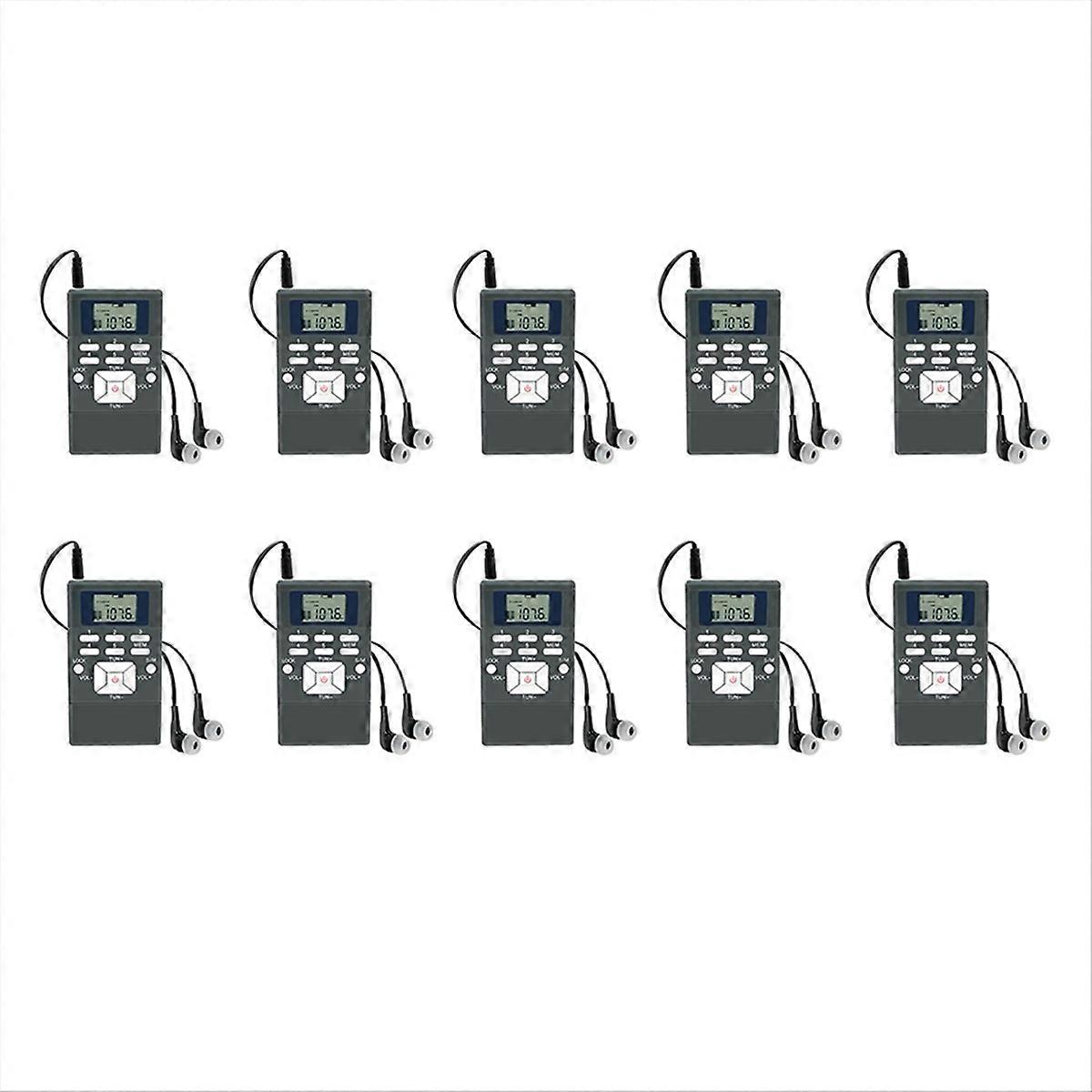 Packung Mit 10 Tragbaren Pr13 Fm-stereo-radios Mit Digitaluhr Zur Verwendung Bei Konferenzen Und Religiösen Schulungen.