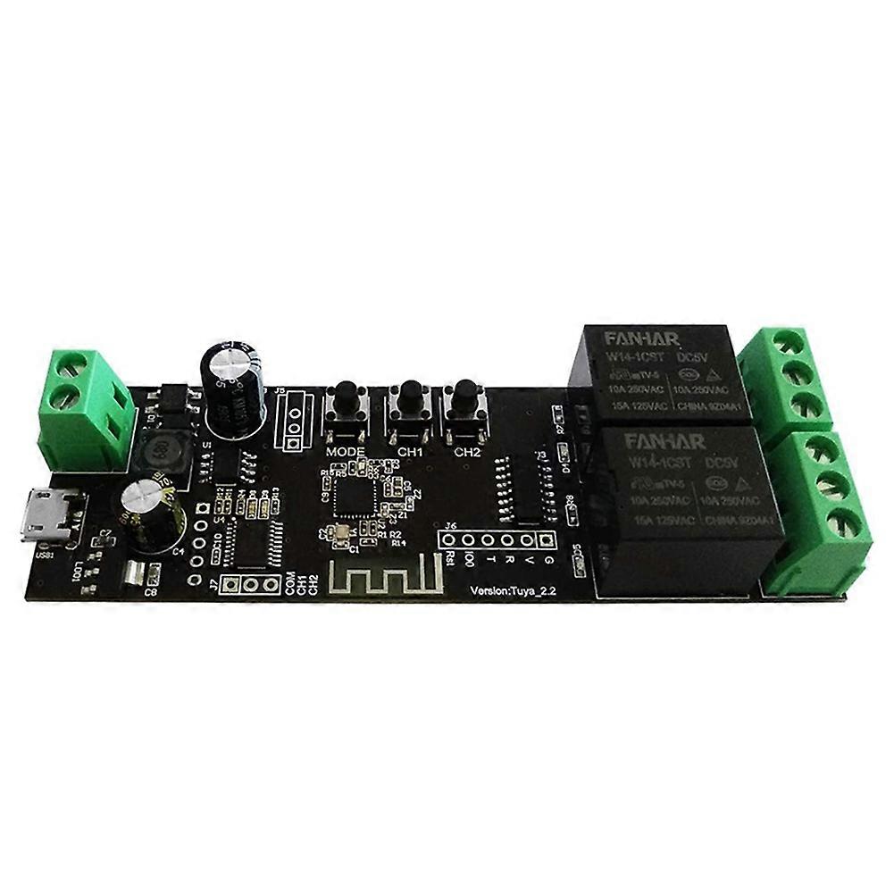 2-kanal-wlan-momentanrelaismodul Mit Automatischer Verriegelung, Steuerbar Über Die Smart Life/tuya-app