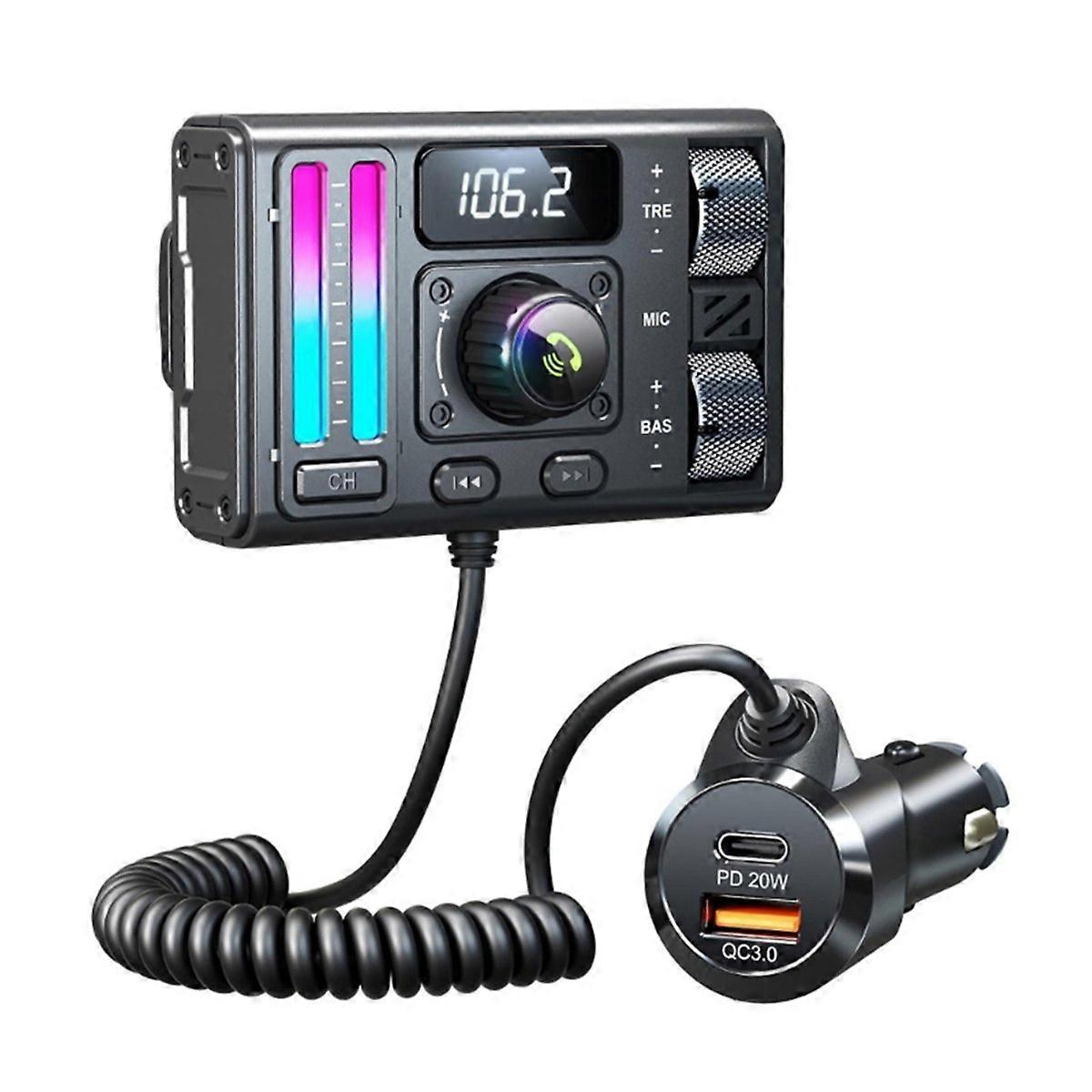 Bluetooth-fähiger Fm-transmitter Fürs Auto, Pd20w Qc3.0, Usb-zigarettenanzünderadapter, Mp3-player