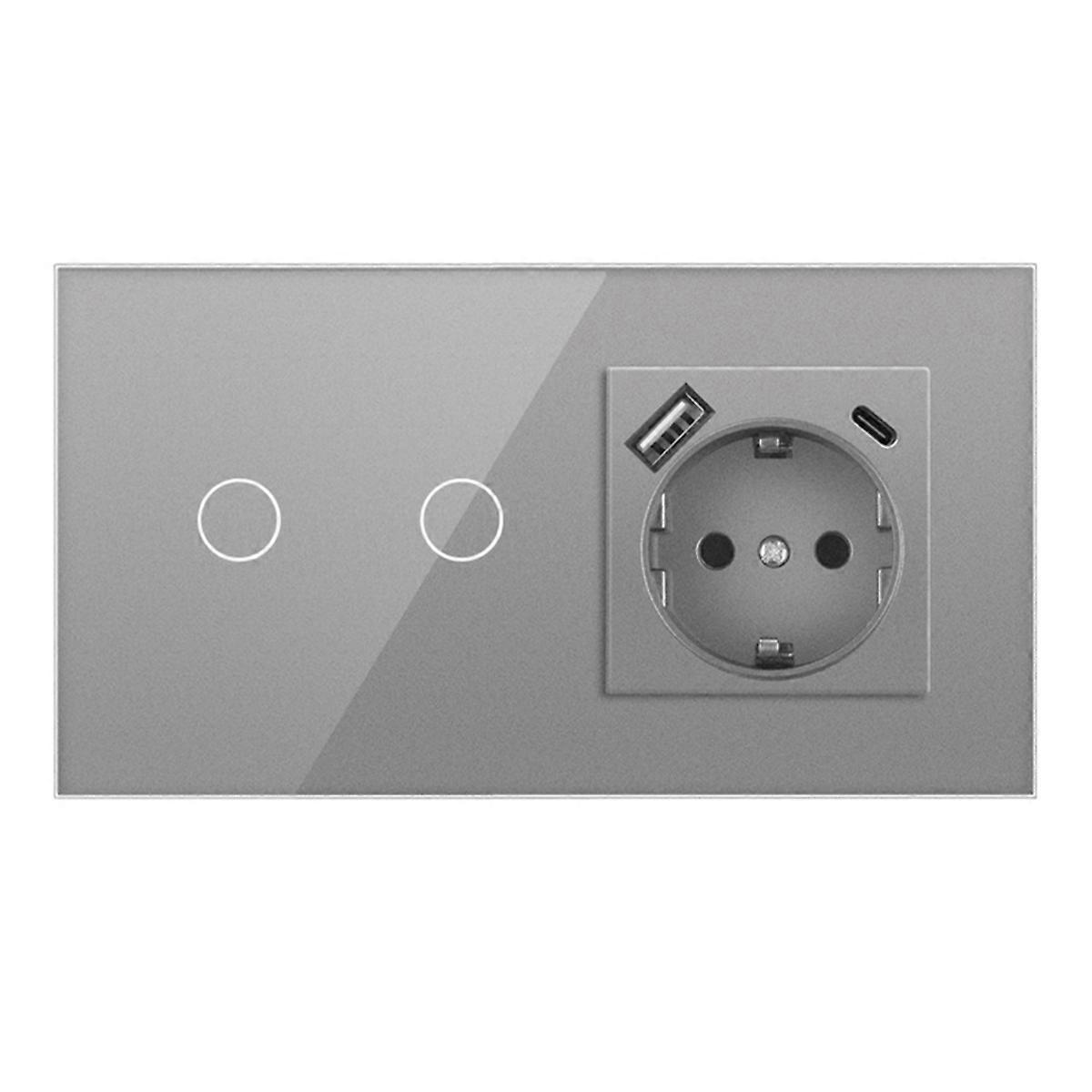 16-a-wandsteckdose Mit Touch-schalter, Kristallglasfront, Kompatibel Mit Europäischen, Russischen, Spanischen Und Deutschen Steckern. Selbstmontage. Eu-stecker Typ B.
