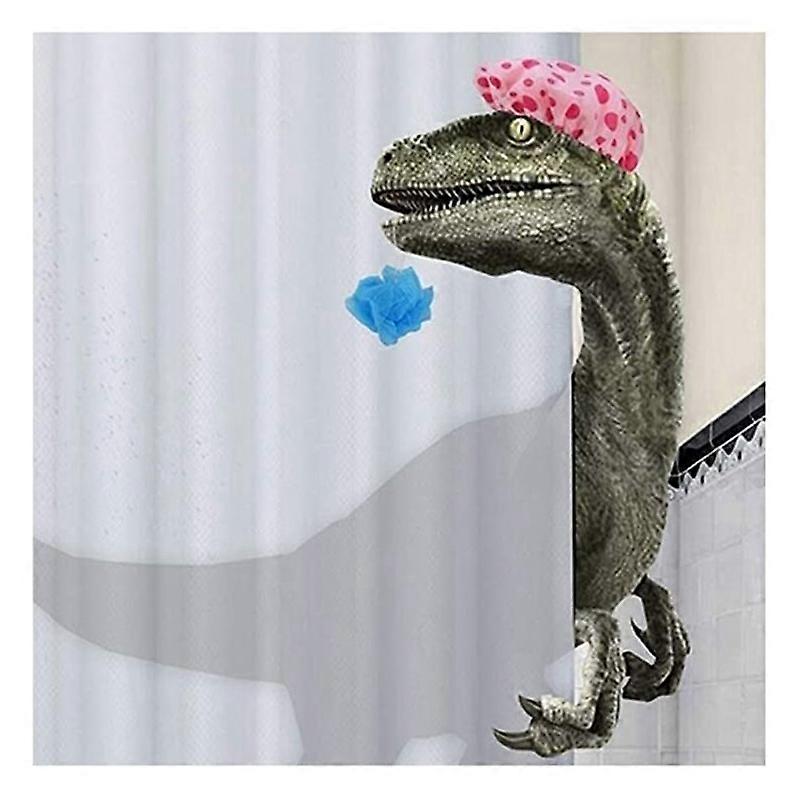 Lustiger Duschvorhang Mit Dinosaurier-motiv Und Haken, Duschvorhang Aus Stoff Mit Dinosaurier-muster Für Kinder