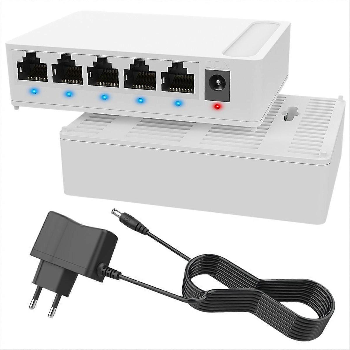 5-port-ethernet-netzwerk-switch (1000 Mbit/s) Mit Vlan, 5-v-netzteil, Heim- Und Büronetzwerk-splitter, Europäischer Stecker