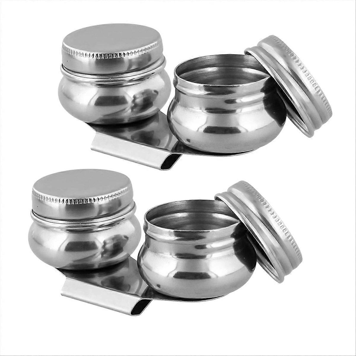 Farbmischbecher Mit Deckel, Doppelwandiger Edelstahl-ölfarbentopf, Auslaufsicher, Kompatibel Mit Paletten (2er-set).