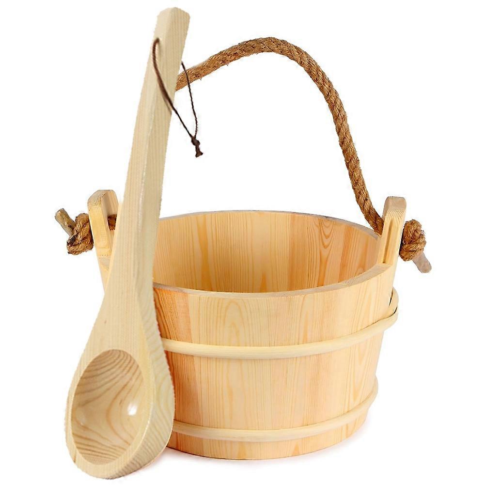 Sauna-eimer- Und Schöpfkellenset, Handgefertigtes Saunazubehör Aus Kiefernholz