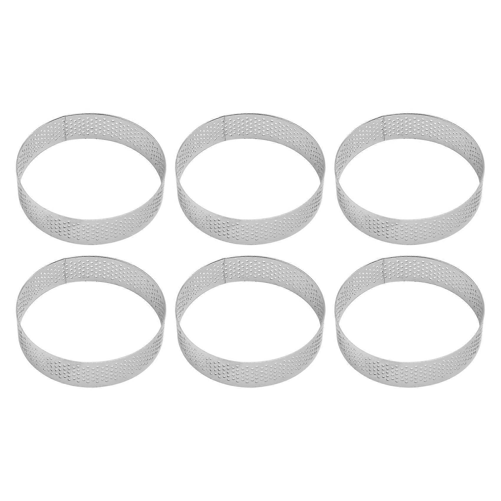 Set Mit 6 Edelstahl-tarteringen, Hitzebeständigen, Perforierten Mousseringen, Runden Kuchenformen, Backutensilien