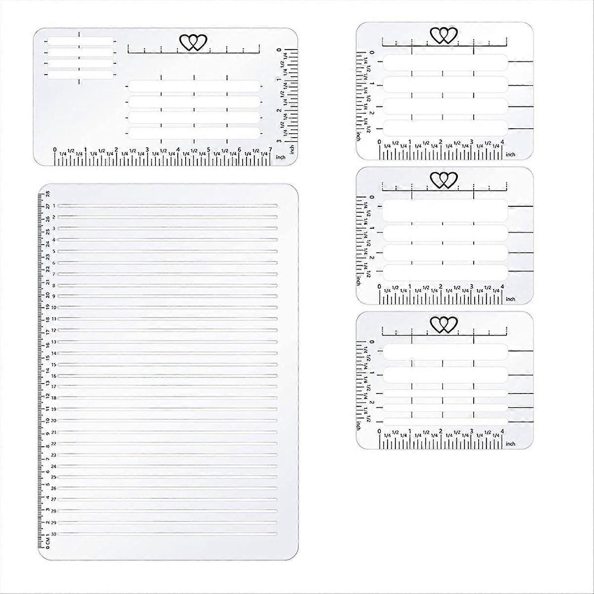 Set Mit 5 Geraden Linienschablonen Zum Journaling Und Adressieren Von Briefumschlägen: Vorlagen Und Abstandslinien.