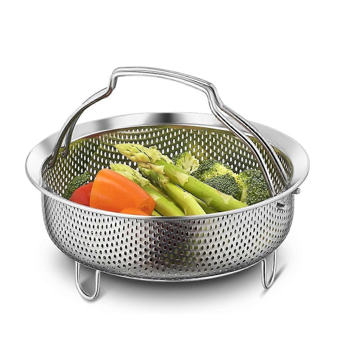 Tragbarer Dampfgarer Mit Griffen, Perforiertes Sieb Für Obst Und Gemüse, 14 Cm
