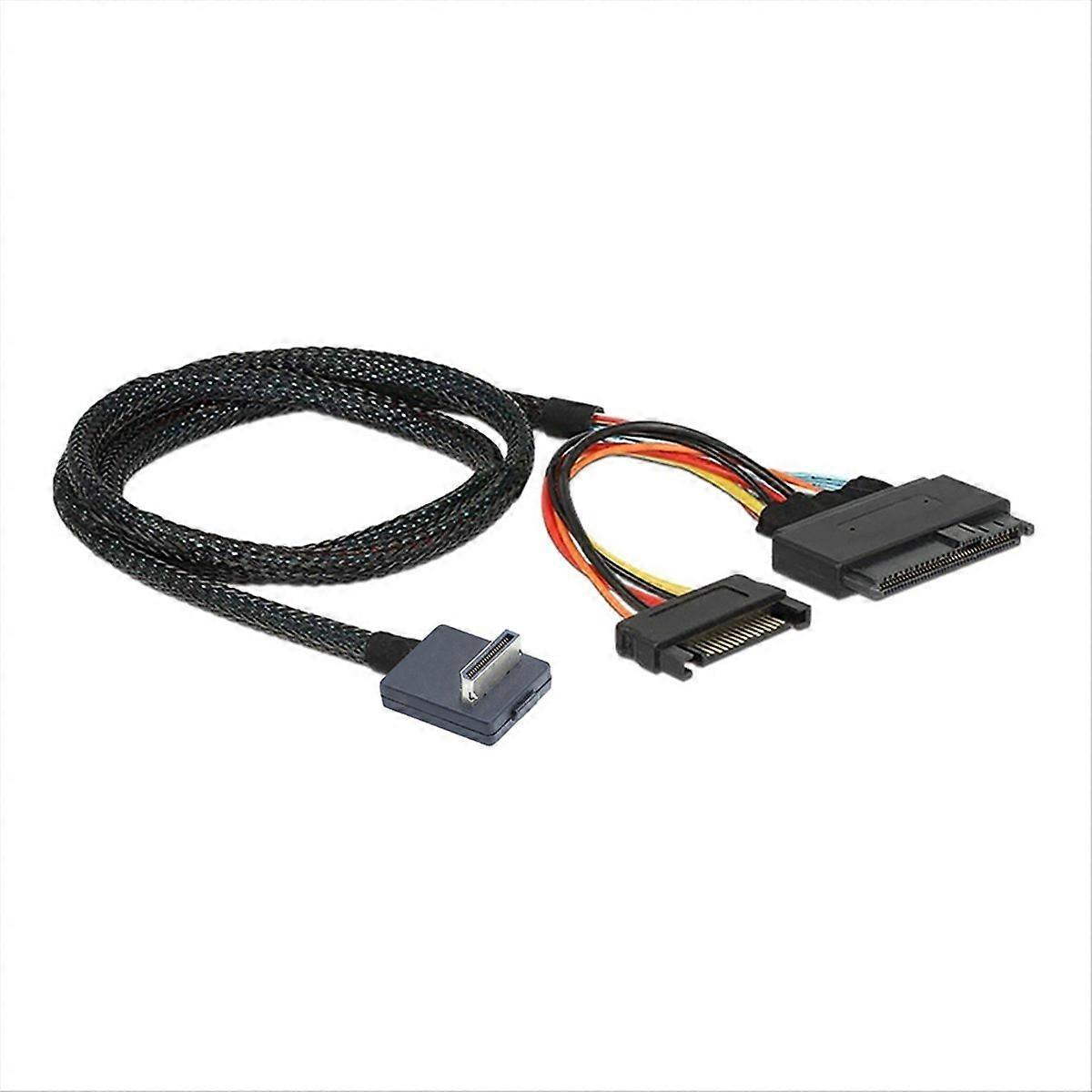 Oculink Sff-8611 4-pin 90-grad Pcie Auf U.2 Sas Sff 8639 Nvme Ssd + 15-pin Adapterkabel, Hochgeschwindigkeits-datenübertragung, 1 M