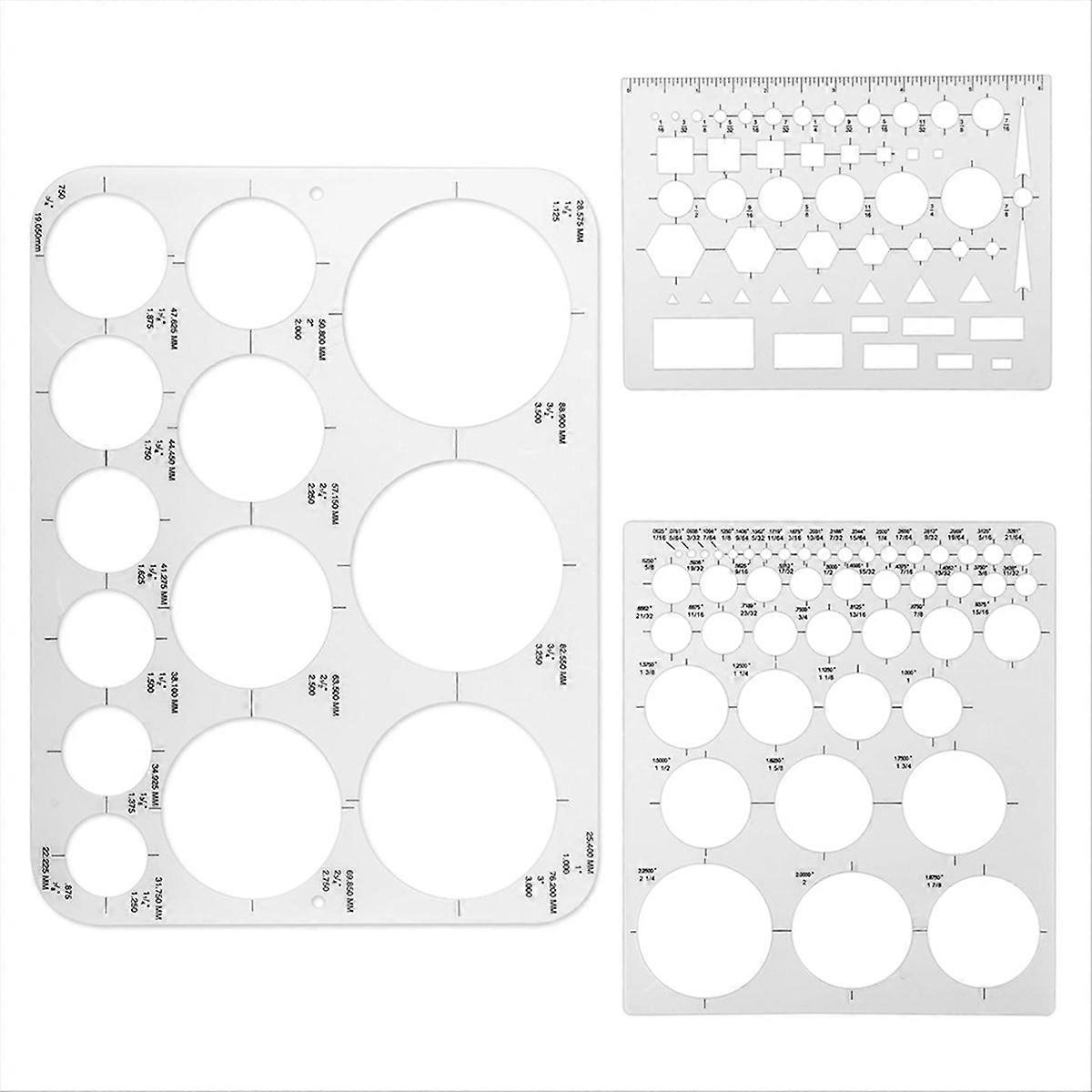 Set Mit 3 Runden Schablonen Für Technische Zeichnungen, Flexible Runde Schablonen Mit Geometrischen Formen, 6 Größen, Messlineale Aus Kunststoff