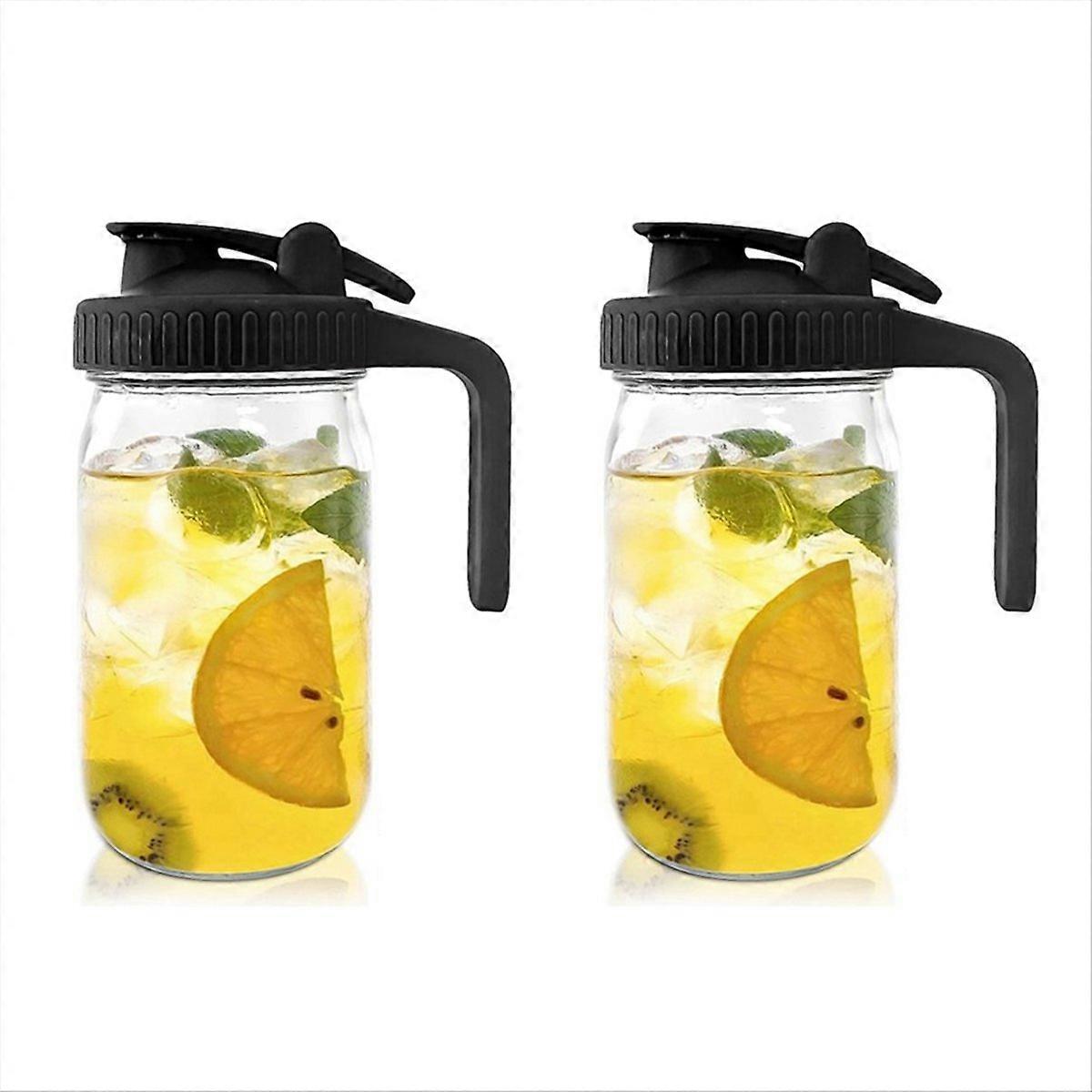 Set Aus 2 Glaskrügen, 950 Ml, Mit Deckel Und Ausgießer