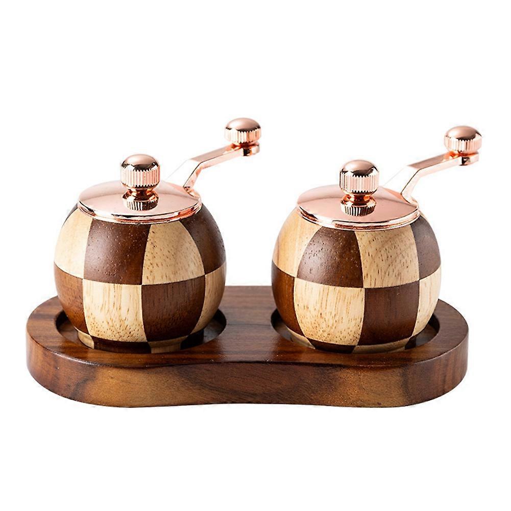Handbetriebenes Salz- Und Pfeffermühlen-set Mit Karomuster, Trendige Handmühle, Küchengeschenk