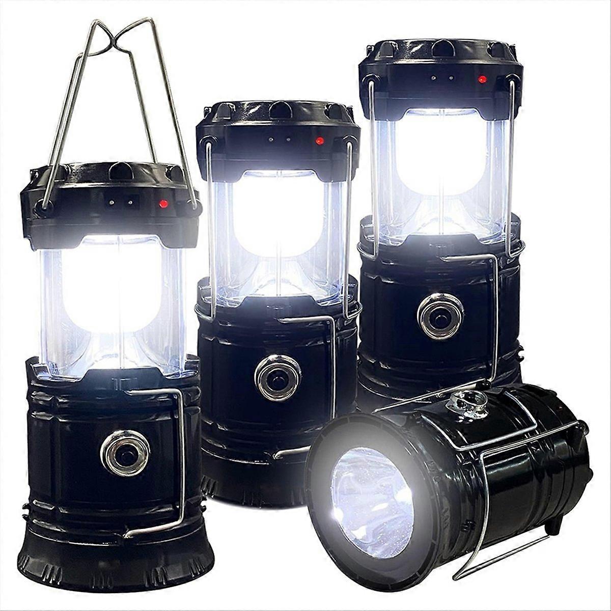 Set Mit 4 Wiederaufladbaren, Wasserdichten Und Tragbaren Solar-campinglampen Per Usb Für Den Einsatz Im Innen- Und Außenbereich In Notfällen.