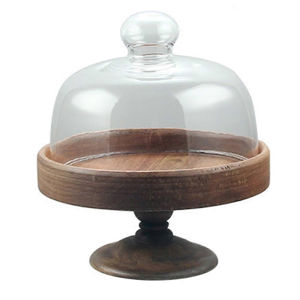 Elegante, Hohe Etagere Mit Glasdeckel – Dessertteller Aus Holz Und Glas, Dim-sum-schale, Brotteller L