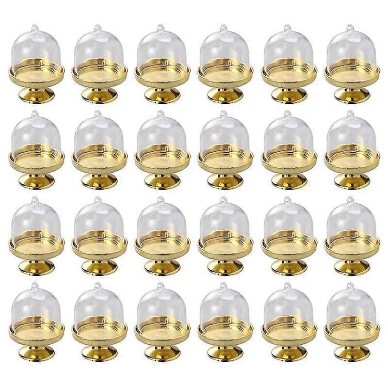 Goldener Mini-kuchenständer – Mini-kuchenform Mit Ständer Und Kuppelförmigem Deckel, 24 Einzelne Mini-dessertformen