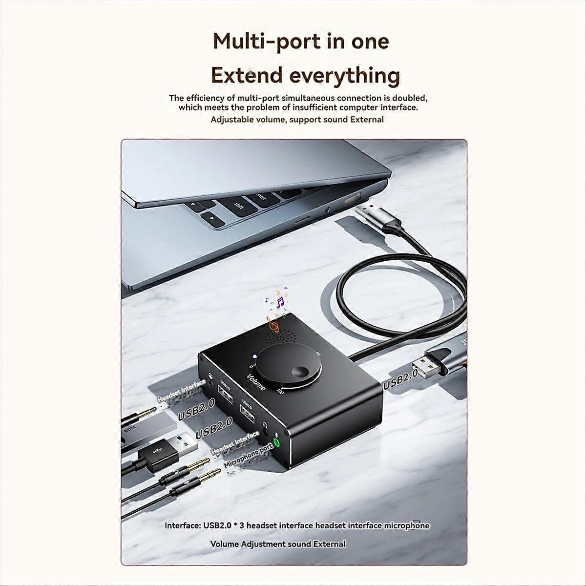 Externe Usb-soundkarte Mit 3 Usb 2.0-anschlüssen Und Einer 3,5-mm-klinkenbuchse