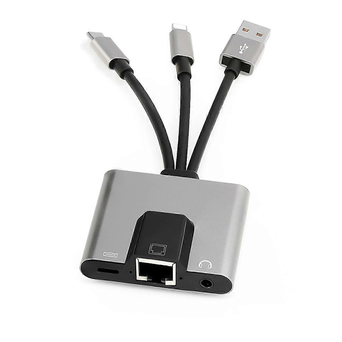 Usb-c-auf-3,5-mm-rj45-hub, Ethernet-lan-netzwerkadapter, Dockingstation Mit Schnellladefunktion Und Pd-audio Für Smartphone Und Laptop