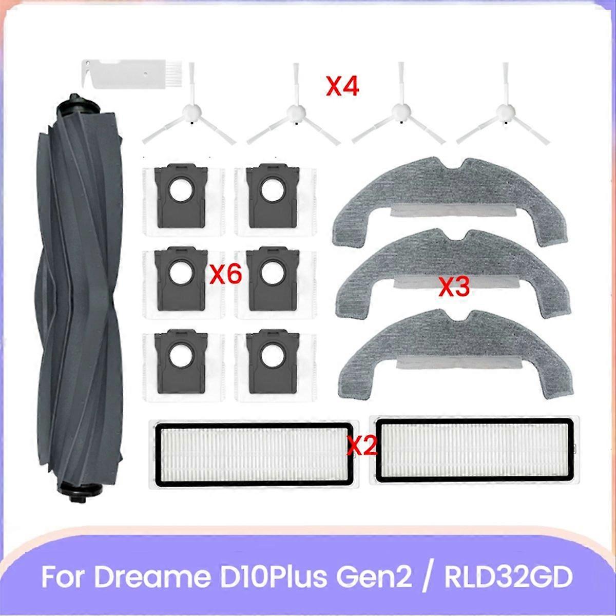 17 Ersatzteile Für Den D10 Plus Gen 2/rld32gd Saugroboter: Hauptbürste, Filter, Staubbeutel Und Reinigungstuch.