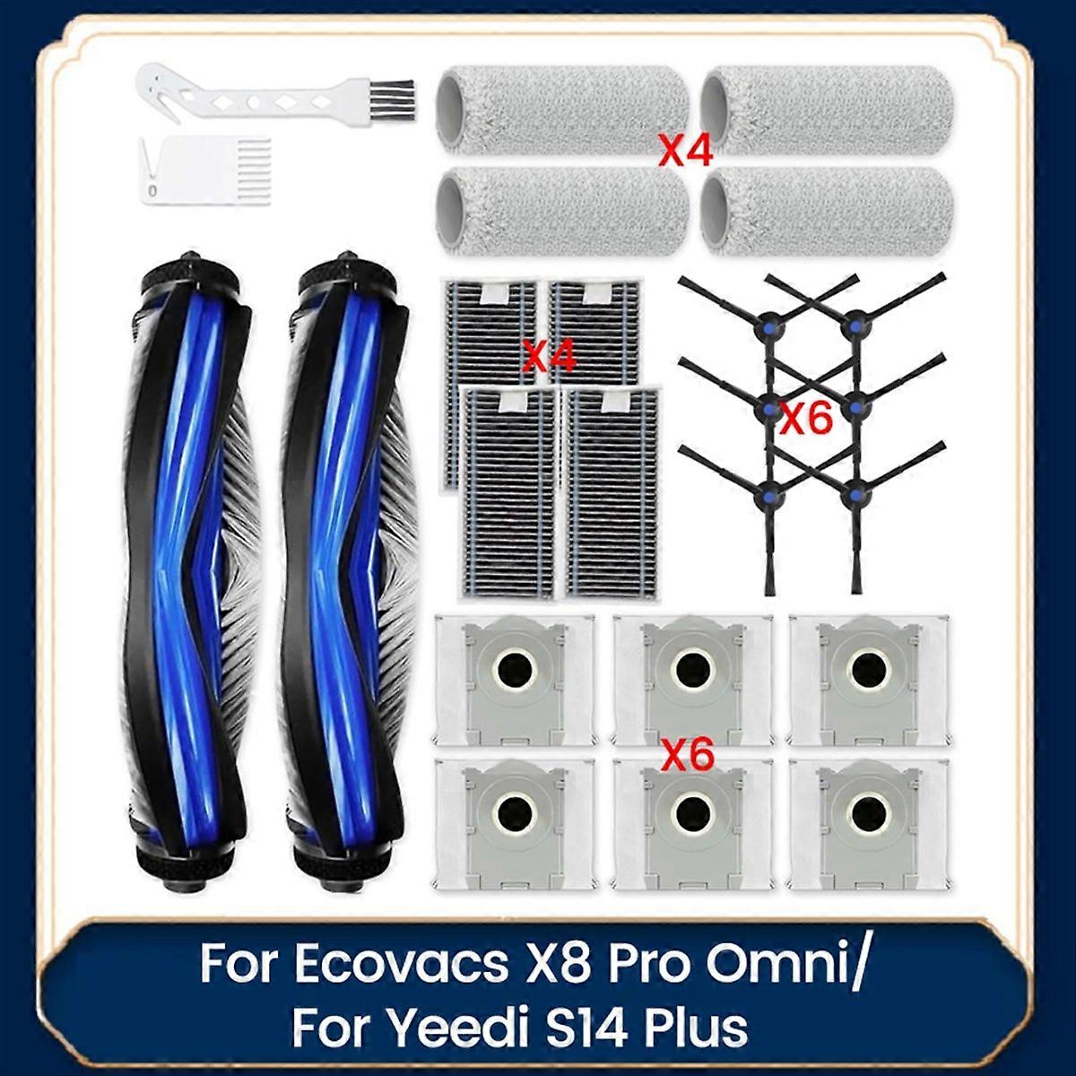 Zubehörset Für Den Staubsauger X8 Pro Omni/s14 Plus: Ersatzteile, Hauptbürste, Filter, Reinigungswalze, Staubtuch, Staubbeutel.