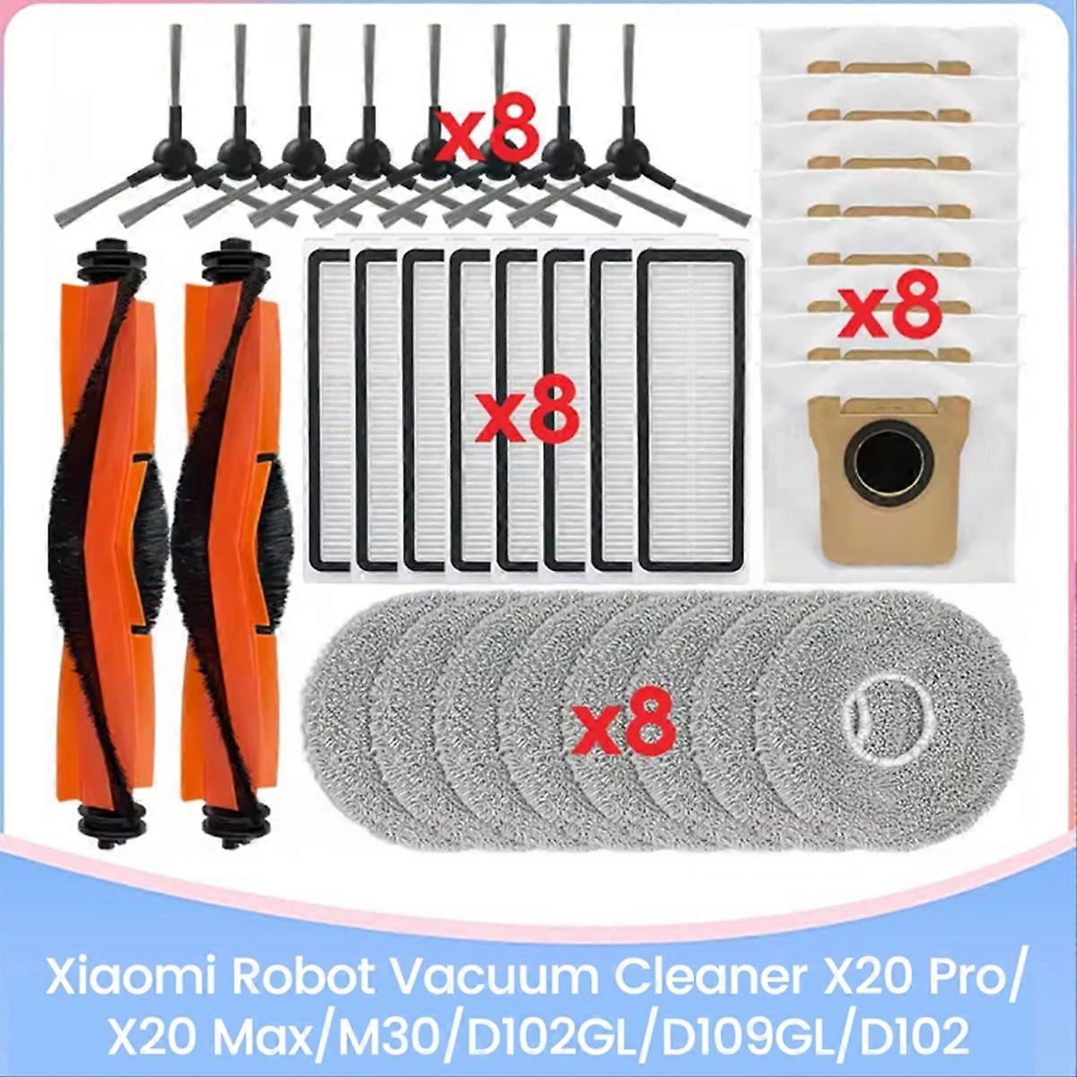 34-teiliges Set Für X20 Pro/x20 Max/m30/d102gl/d109gl/d102 Saugroboter: Bürste, Filter, Wischtuch Und Staubbeutel.