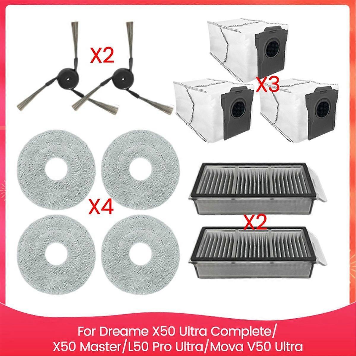 Ersatzteile Für X50 Ultra Complete/x50 Master/l50 Pro Ultra/v50 Ultra: Seitenbürstenfilter, Reinigungstuch Und Staubbeutel.