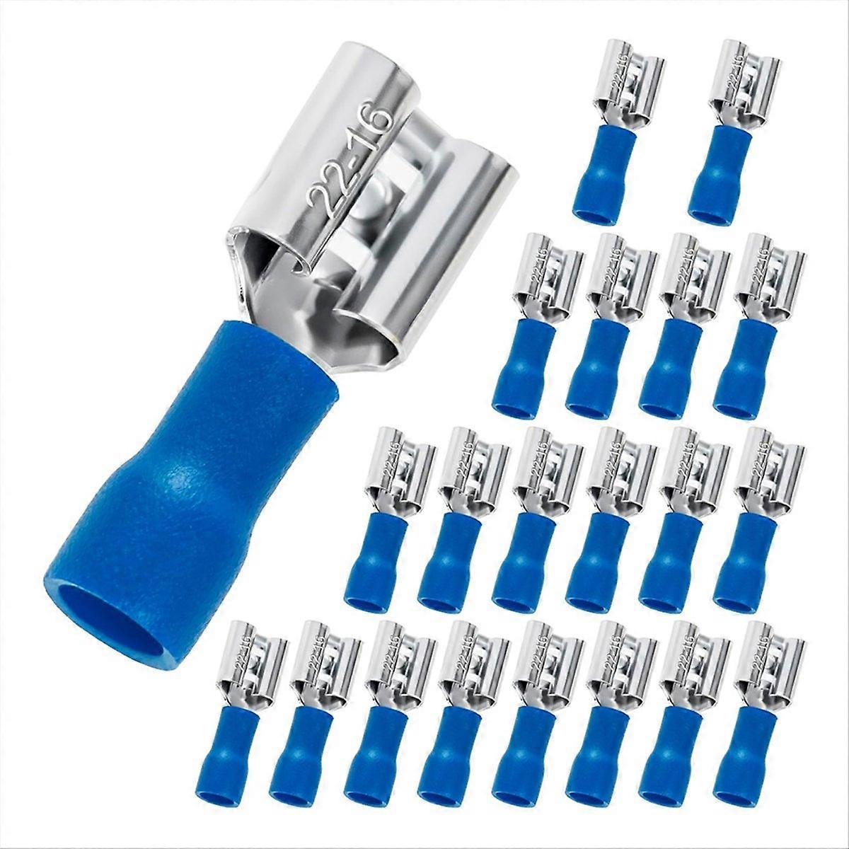 Satz Mit 20 6,35 Mm (1/4 Zoll) Gabelverbindern (weiblich), Isolierten Verbindern Für Elektrische Drähte, Crimp-buchsen, 22-16 Awg.