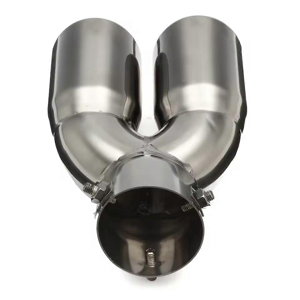 Universelles 76-mm-edelstahl-auspuffendrohr Für Pkw, Doppel-y-ausgang, Chrom, Rund, Hinten.