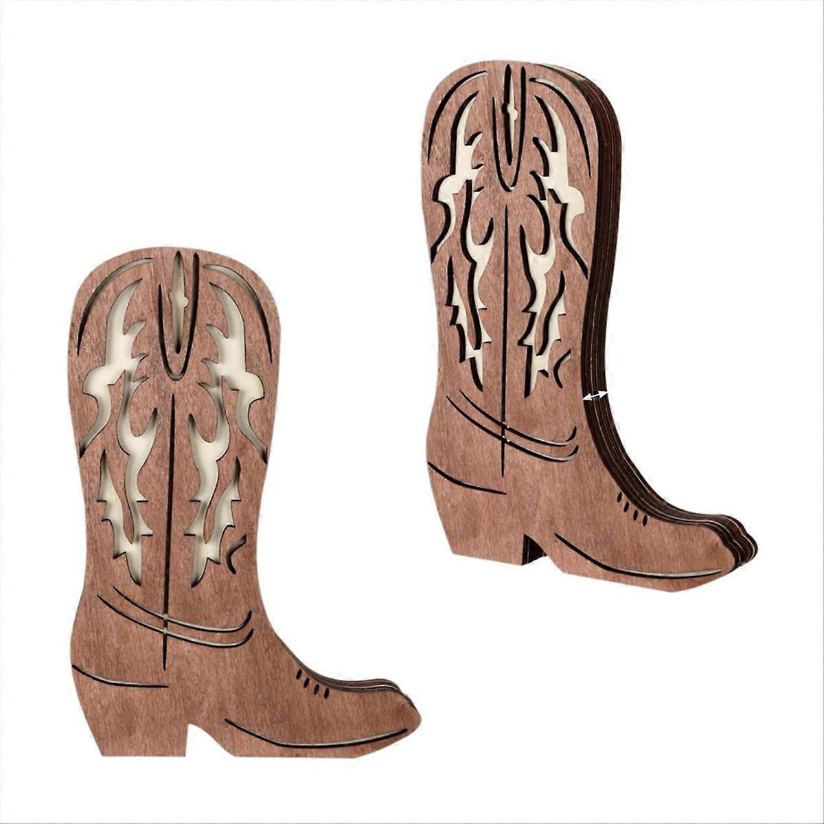 Set Aus 2 Hölzernen Wandpflanzgefäßen In Form Von Cowboy-stiefeln Für Zimmerpflanzen, 30 X 20 Cm, Hängende Blumenvasen.