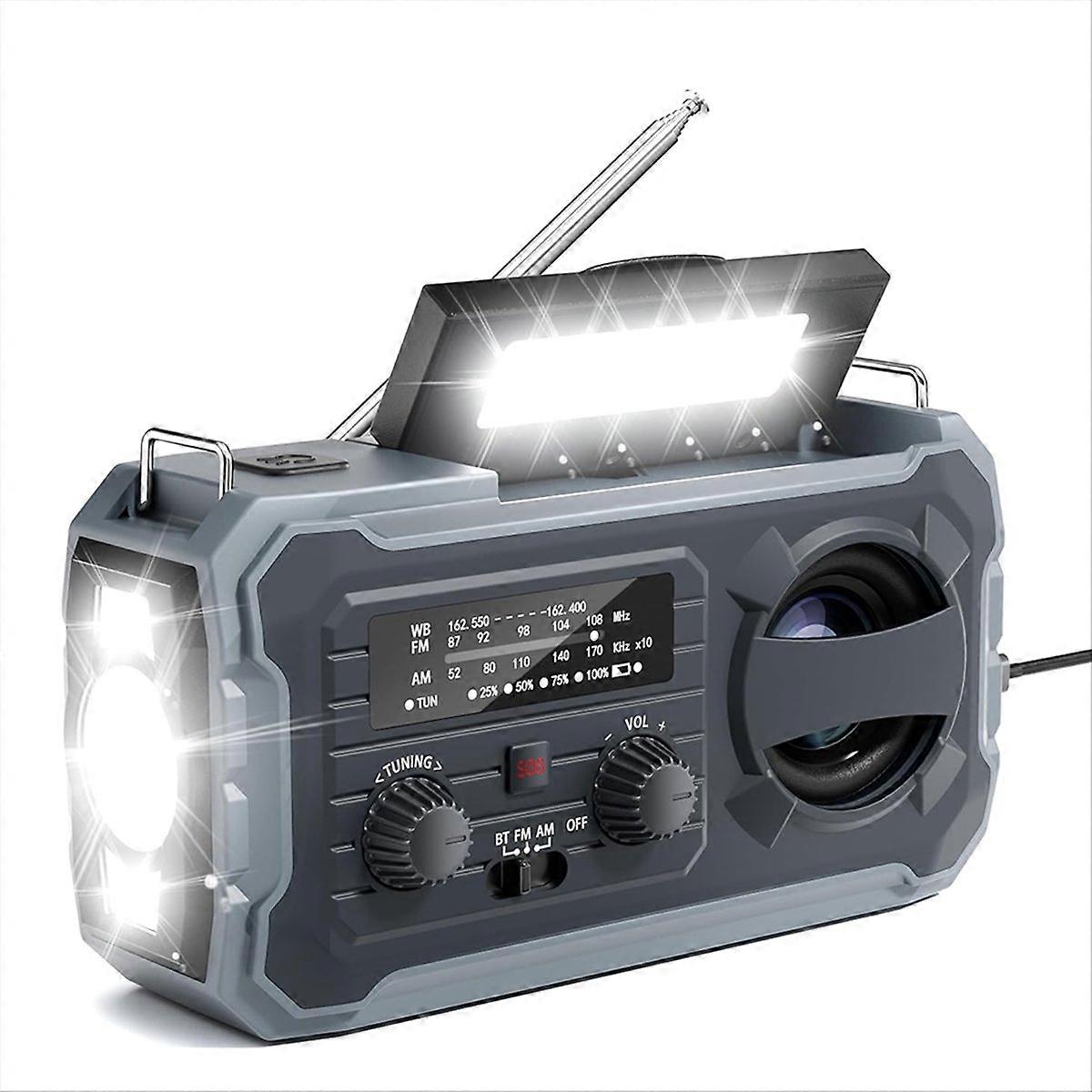 Notfallradio Mit Wetterfunktion, 8000 Mah Solar- Und Kurbelradio Mit Am/fm/noaa, Sos-alarm, Handy-ladegerät, Für Den Einsatz Im Freien Und Zu Hause