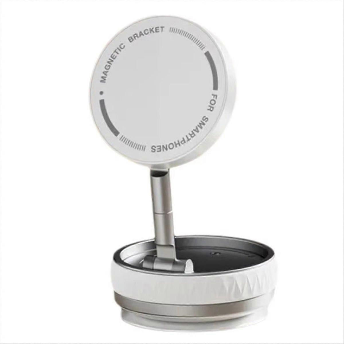360° Drehbare Magnethalterung Mit Saugnapf Für Mobiltelefone, Faltbar Und Autokompatibel (weiß).