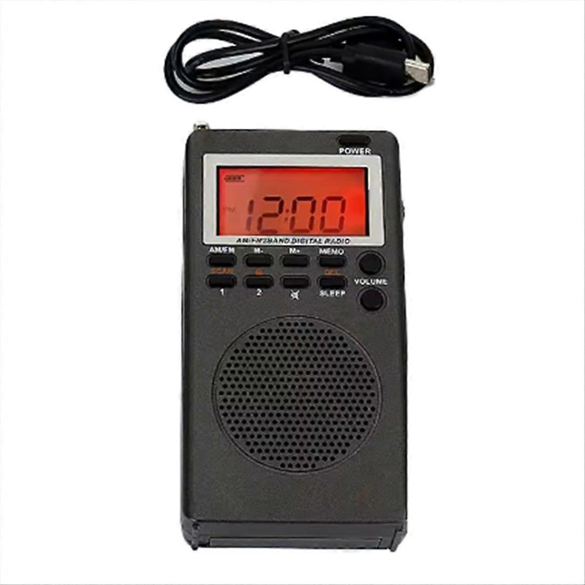 Mini-tragbares Fm/am-radio (9 Khz/10 Khz) Mit Eingebautem Lautsprecher, Hintergrundbeleuchtetem Hd-bildschirm, Wecker Und Sleep-timer.