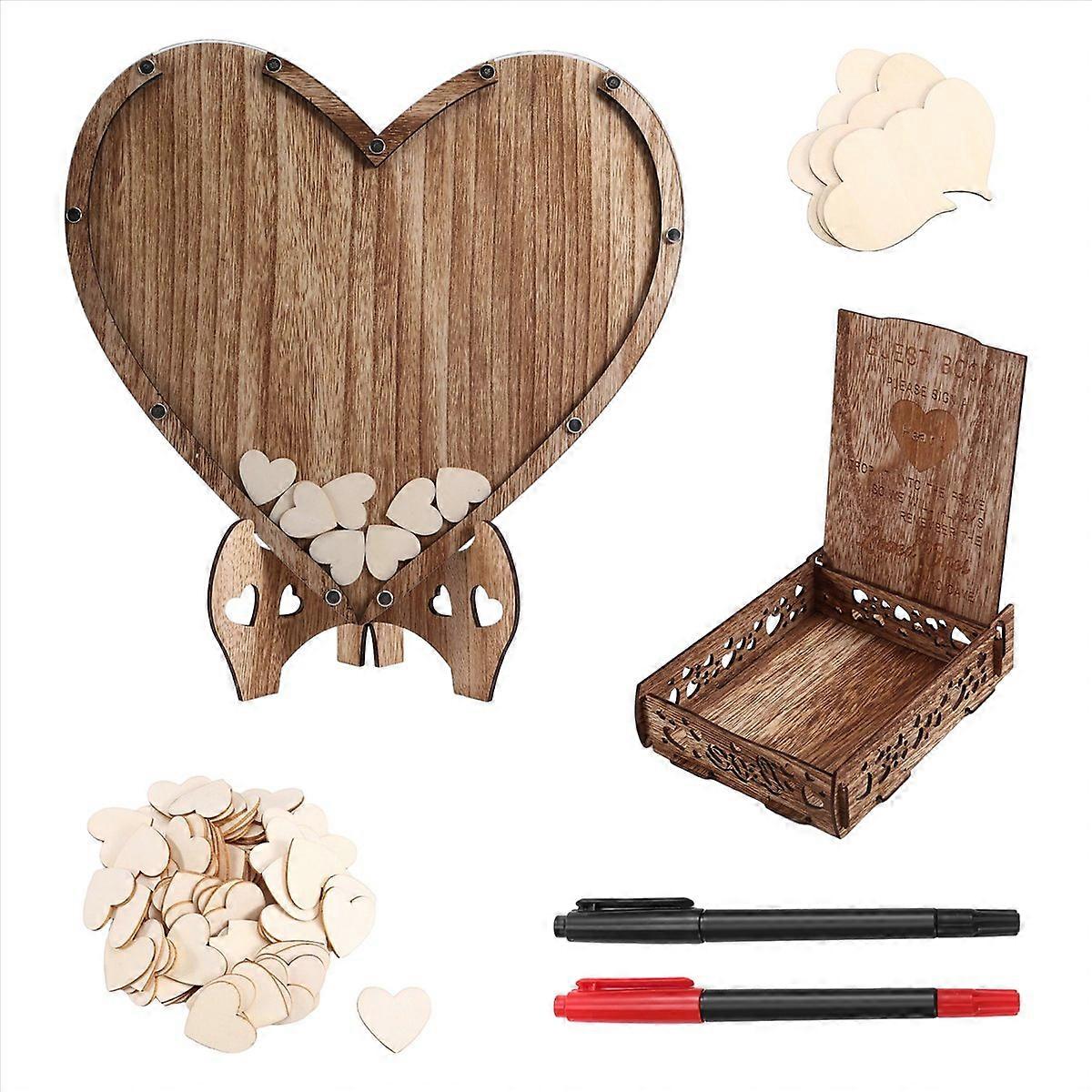 Gästebuch Zur Hochzeit, Herzförmiger Ständer, Rustikale Aufbewahrungsbox Für Hochzeiten, Tisch Zum Unterschreiben Von Geburtstagsgrüßen