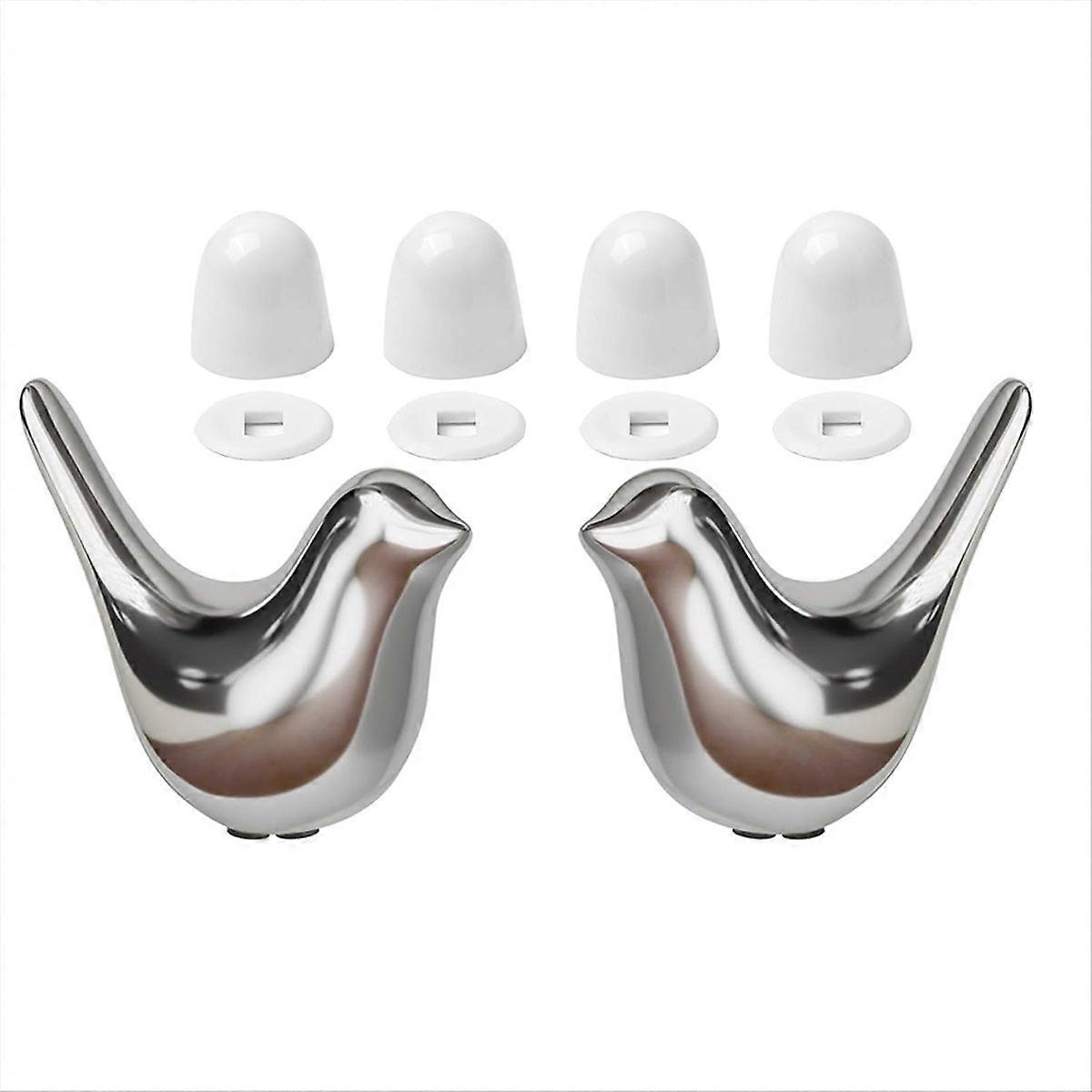 Set Aus 2 Keramik-schraubenabdeckungen Mit Vogelmotiven Und 4 Universellen Wc-schraubenkappen, Hübsche Dekorative Schraubenabdeckungen Für Wc-böden